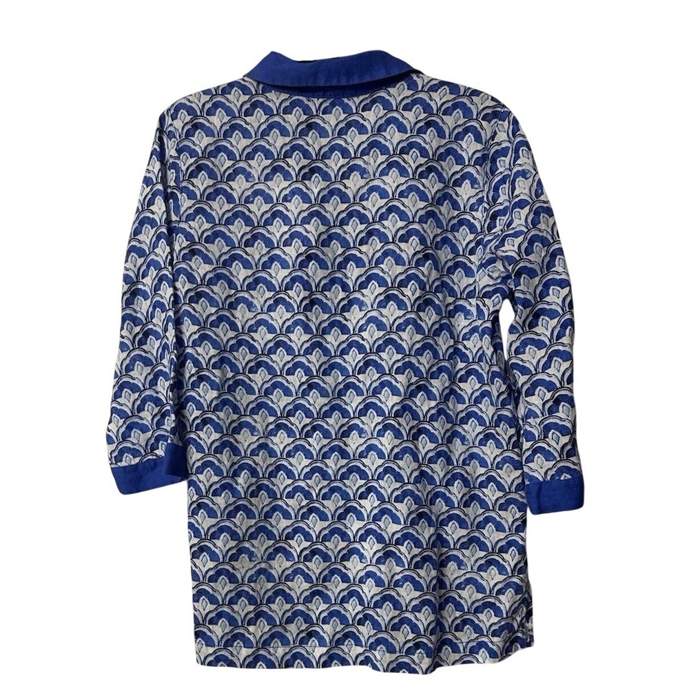 NWT Sigrid Olsen Womens Blue 3/4 Sleeve Linen Top Blouse Shirt Size Medium - Picture 7 of 9